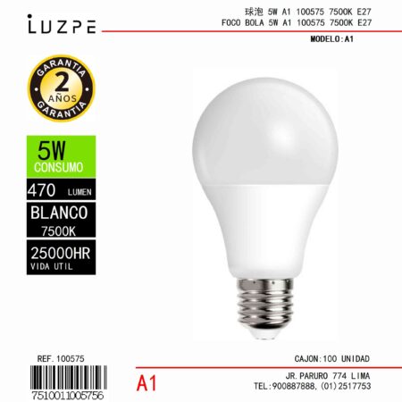 Foco Bola LED 5W Blanco